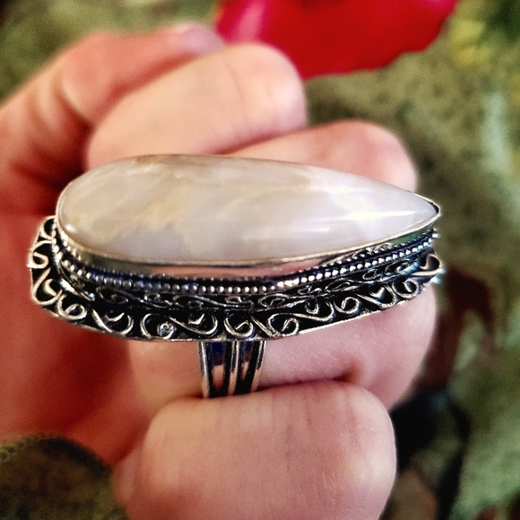 New Huge Botswana Agate 925 Silver Statement Ring. - Picture 3 of 16